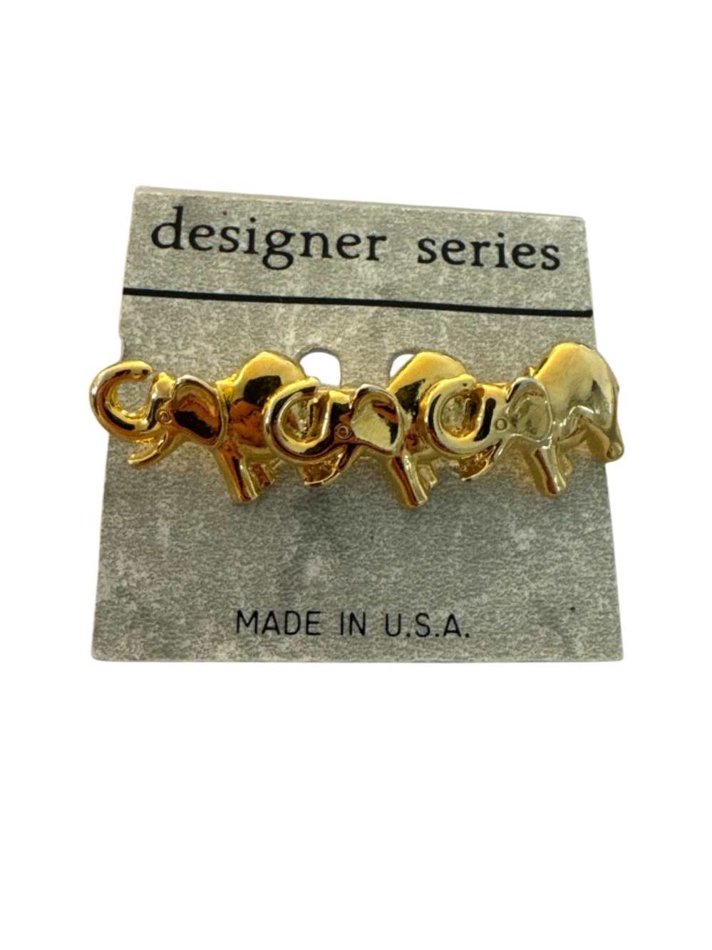 Designer Series Gold 3 Elephant Gold Tone Pin Brooch Fancy Dressy Jewelry